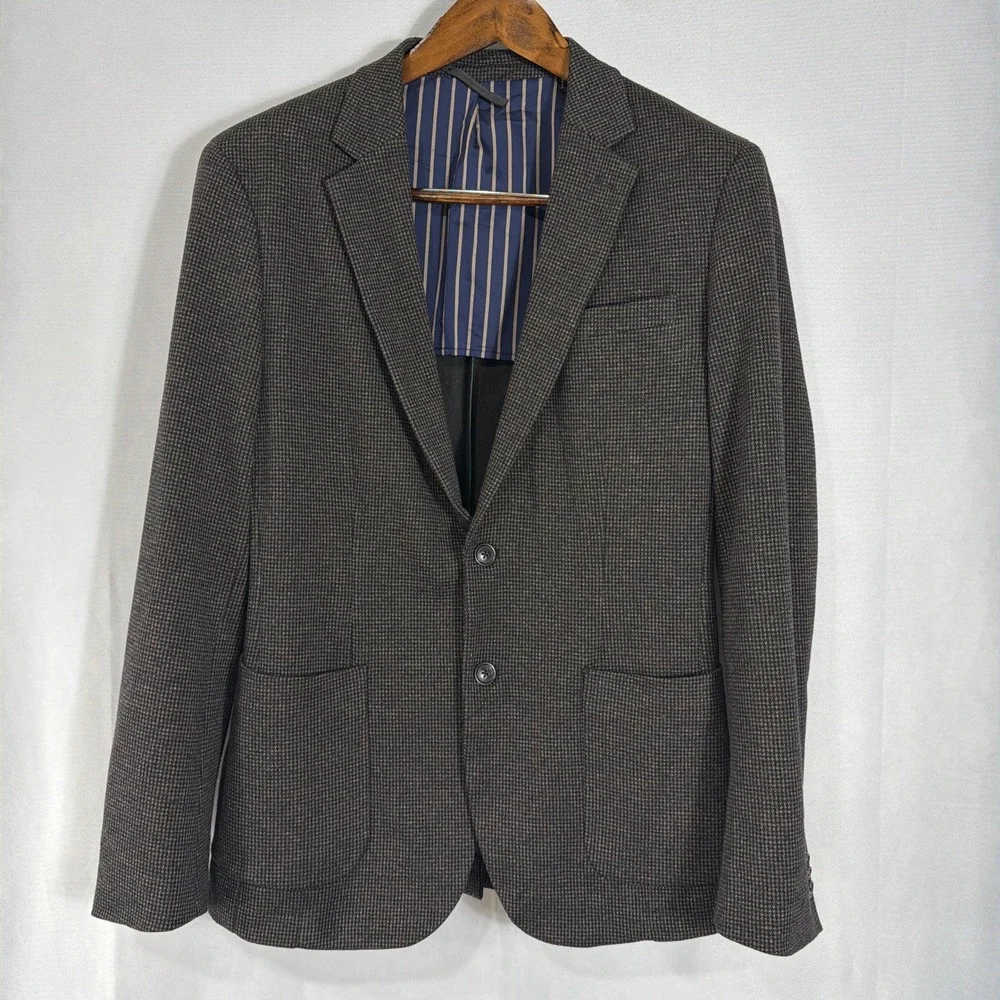 Scotch & Soda Blazer Micro Houndstooth Two Button Brown Mens Size L